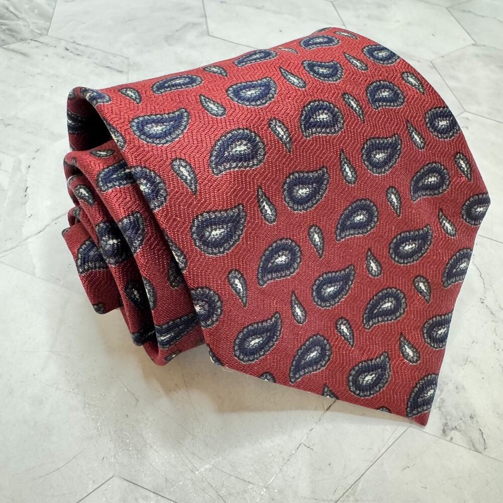 Vintage Robert Talbott Seven Fold 100% Silk Tie Deep Red Paisley in EUC